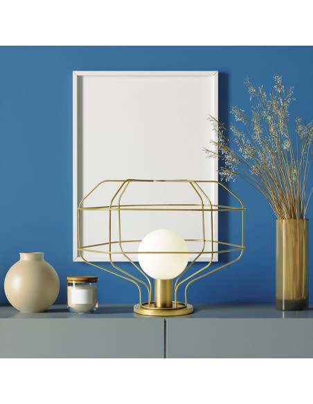 Miloox Wire tavolo gabbia oro lm ambientata