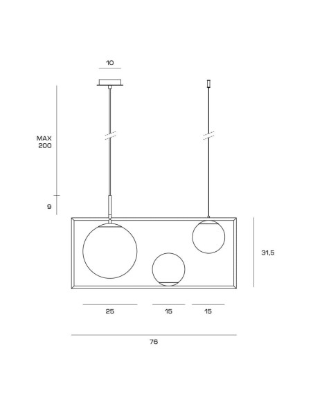 Miloox Buble sospensione tre sfere lm dimensioni
