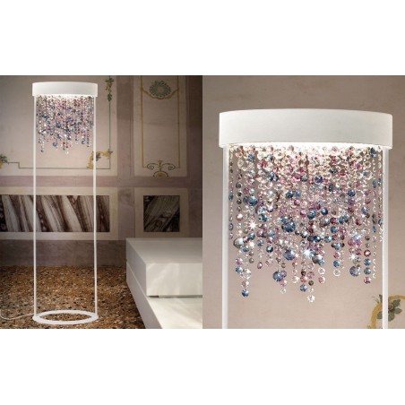 Masiero Olà STL2 piantane design, Lampada da terra bianca, Lampada da terra con cristalli, piantana da tavolo, piantana a led