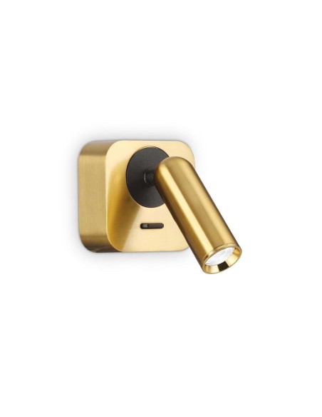 Ideal Lux Bean Ap Square, lampe murale orientable de lecture en laiton brillant