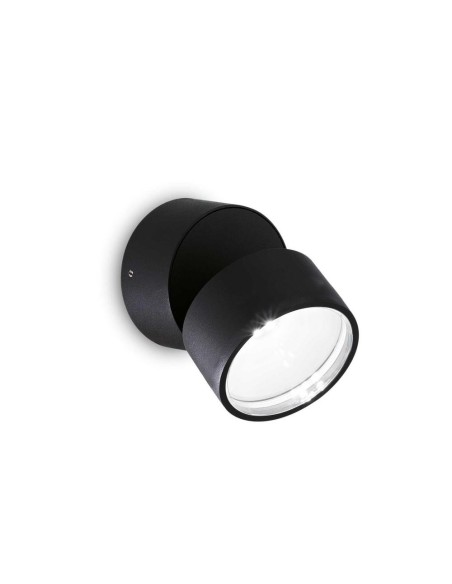 Ideal Lux Omega Ap Round Noir 4000K, applique murale d'extérieur