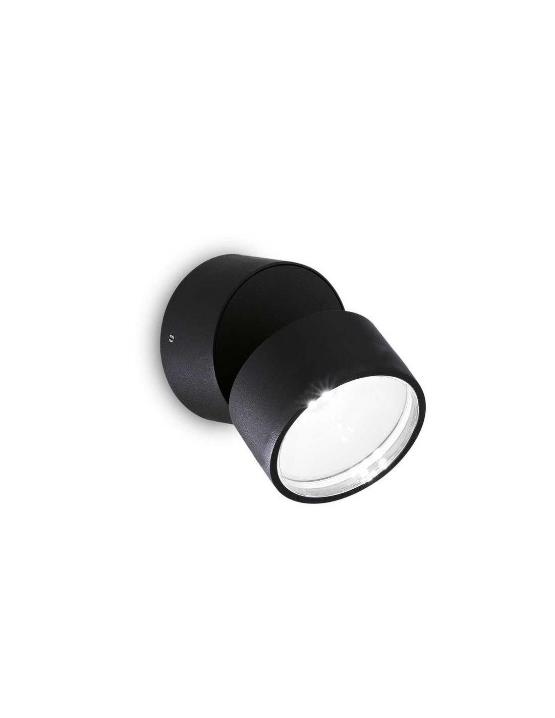 Ideal Lux Omega Ap Round Noir 4000K, applique murale d'extérieur