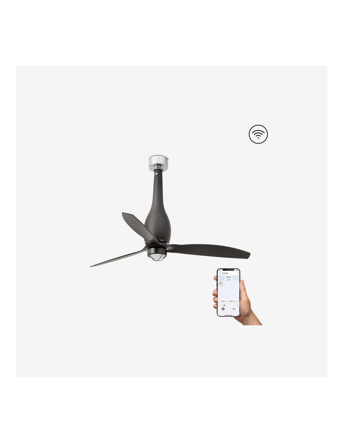 Faro Eterfan m led ventilatore nero opaco dc smart con luce colore nero opaco