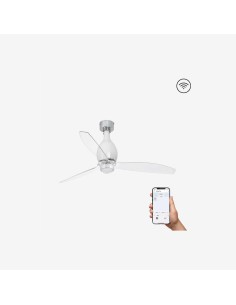 Faro Mini eterfan m led ventilatore bianco brillante/trasparente dc smart con luce colore bianco lucido
