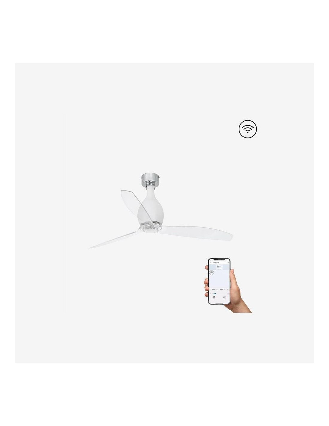 Faro Mini eterfan m ventilatore bianco opaco/trasparente dc smart senza luce colore bianco opaco