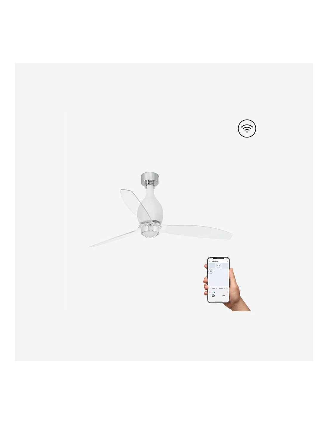 Faro Mini eterfan m led ventilatore bianco opaco/trasparente dc smart con luce colore bianco opaco