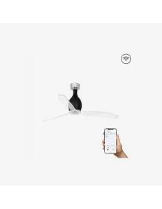 Faro Mini eterfan m ventilatore nero brillante/trasparente dc smart senza luce colore bianco lucido