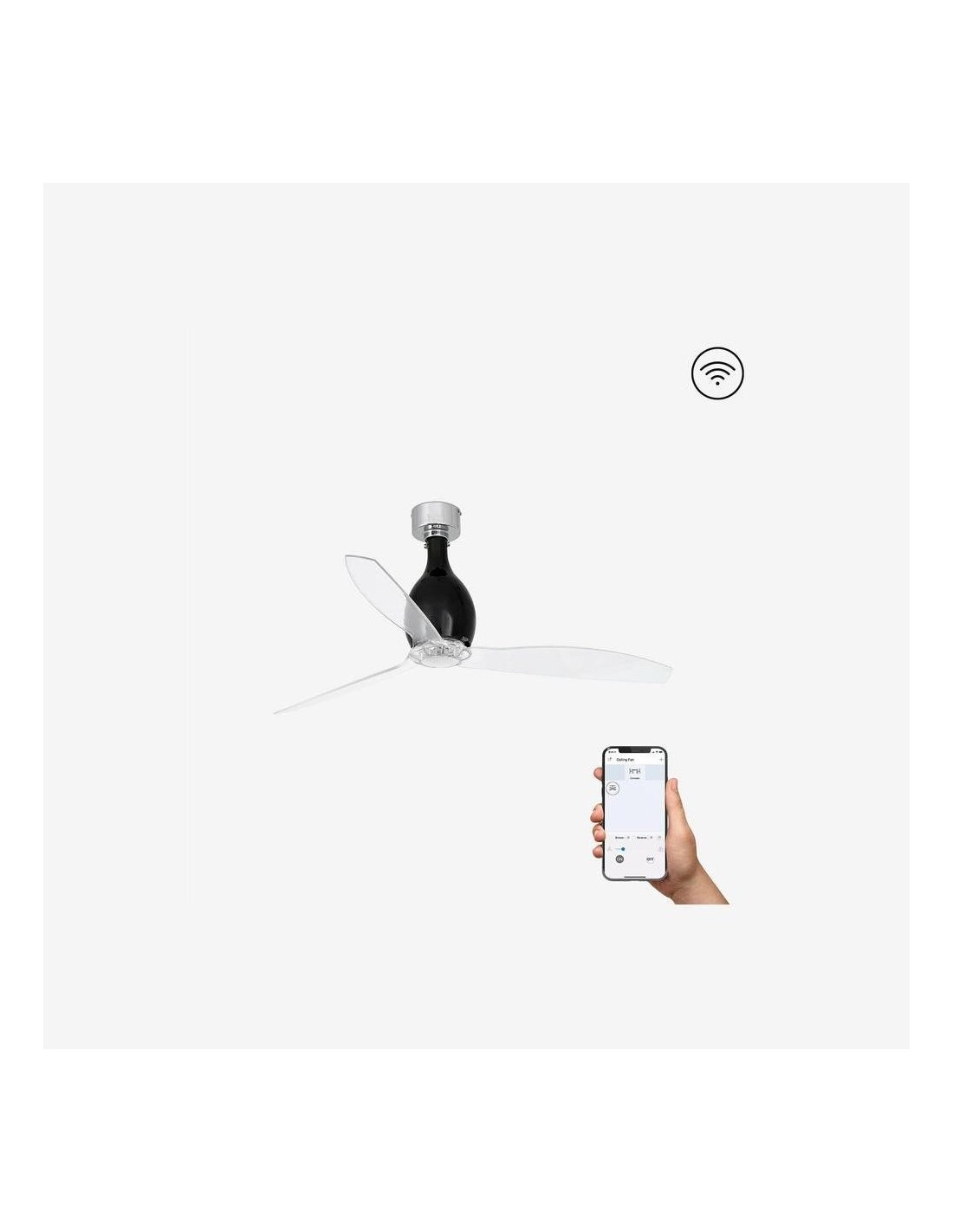 Faro Mini eterfan m ventilatore nero opaco/transparente dc smart senza luce colore nero opaco