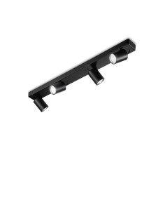 Ideal Lux Rudy Pl4 Round : plafonnier avec spots orientables GU10, noir
