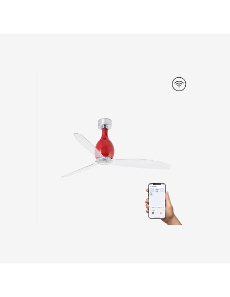 Faro Mini eterfan m ventilatore rosso brillante/trasparente dc smart senza luce colore rosso