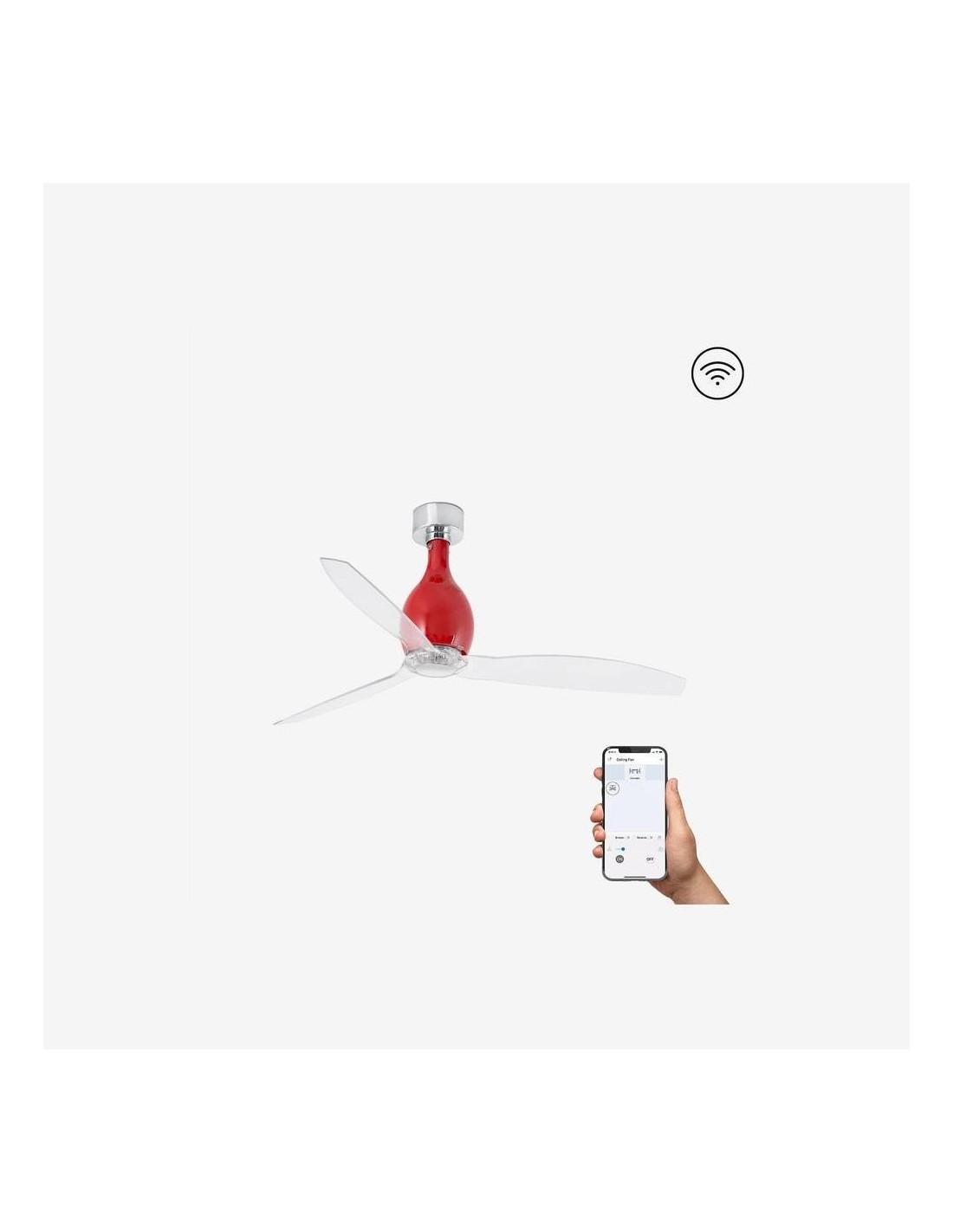 Faro Mini eterfan m ventilatore rosso brillante/trasparente dc smart senza luce colore rosso
