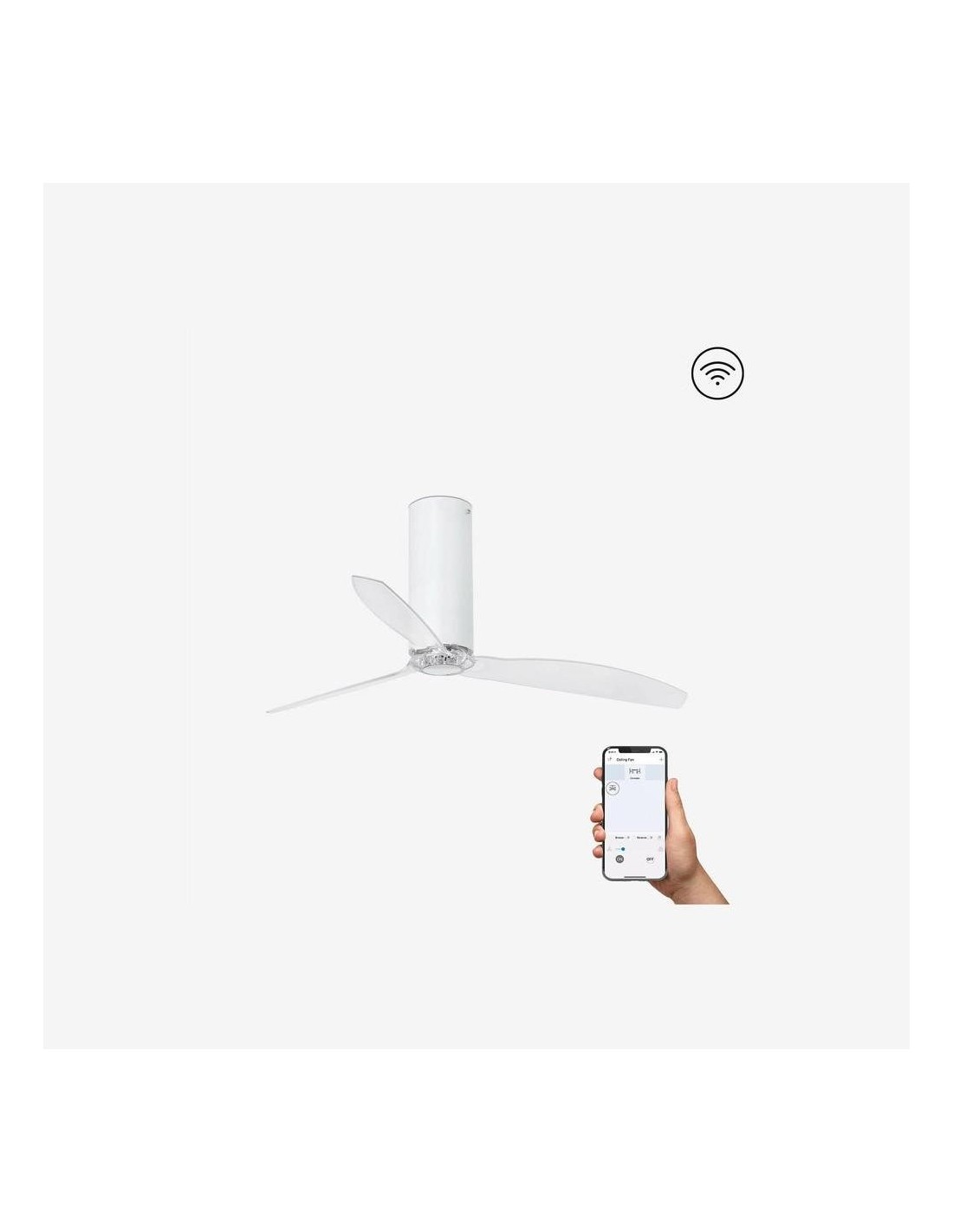 Faro Tube fan m ventilatore bianco brillante/trasparente dc smart senza luce colore bianco lucido