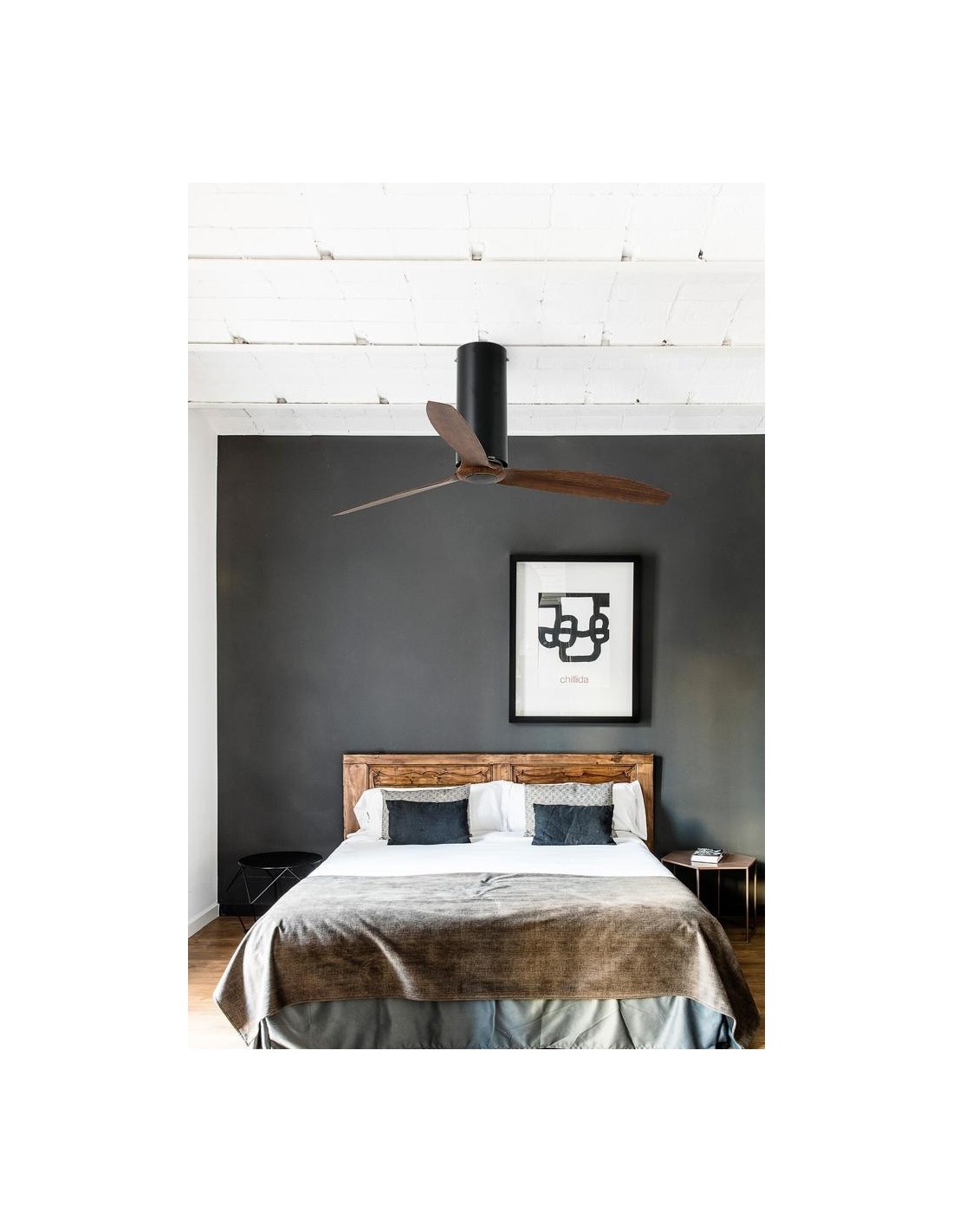 Faro Tube fan m ventilatore nero opaco/legno dc senza luce colore nero opaco