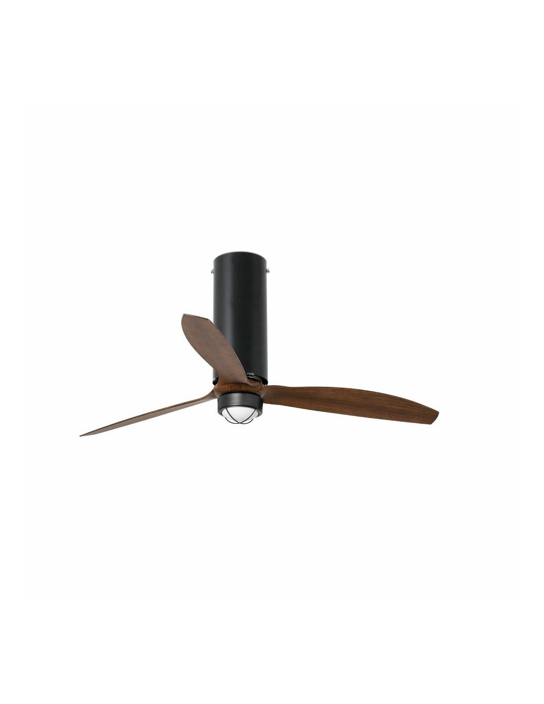 Faro Tube fan m led ventilatore nero opaco/legno dc con luce colore nero opaco
