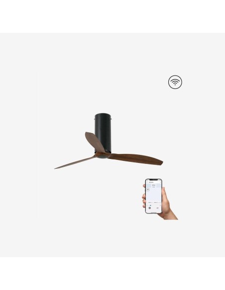 Faro Tube fan m ventilatore nero opaco/legno dc smart senza luce colore nero