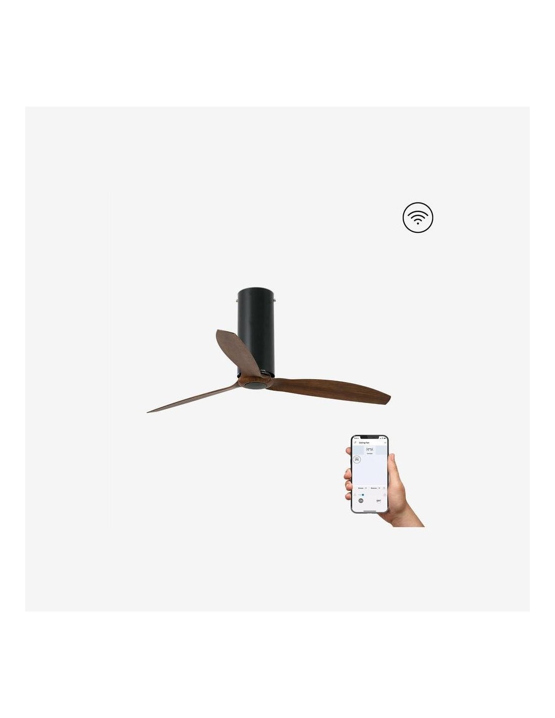 Faro Tube fan m ventilatore nero opaco/legno dc smart senza luce colore nero