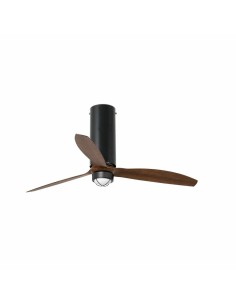 Faro Tube fan m led ventilatore nero opaco/legno dc smart con luce colore nero opaco
