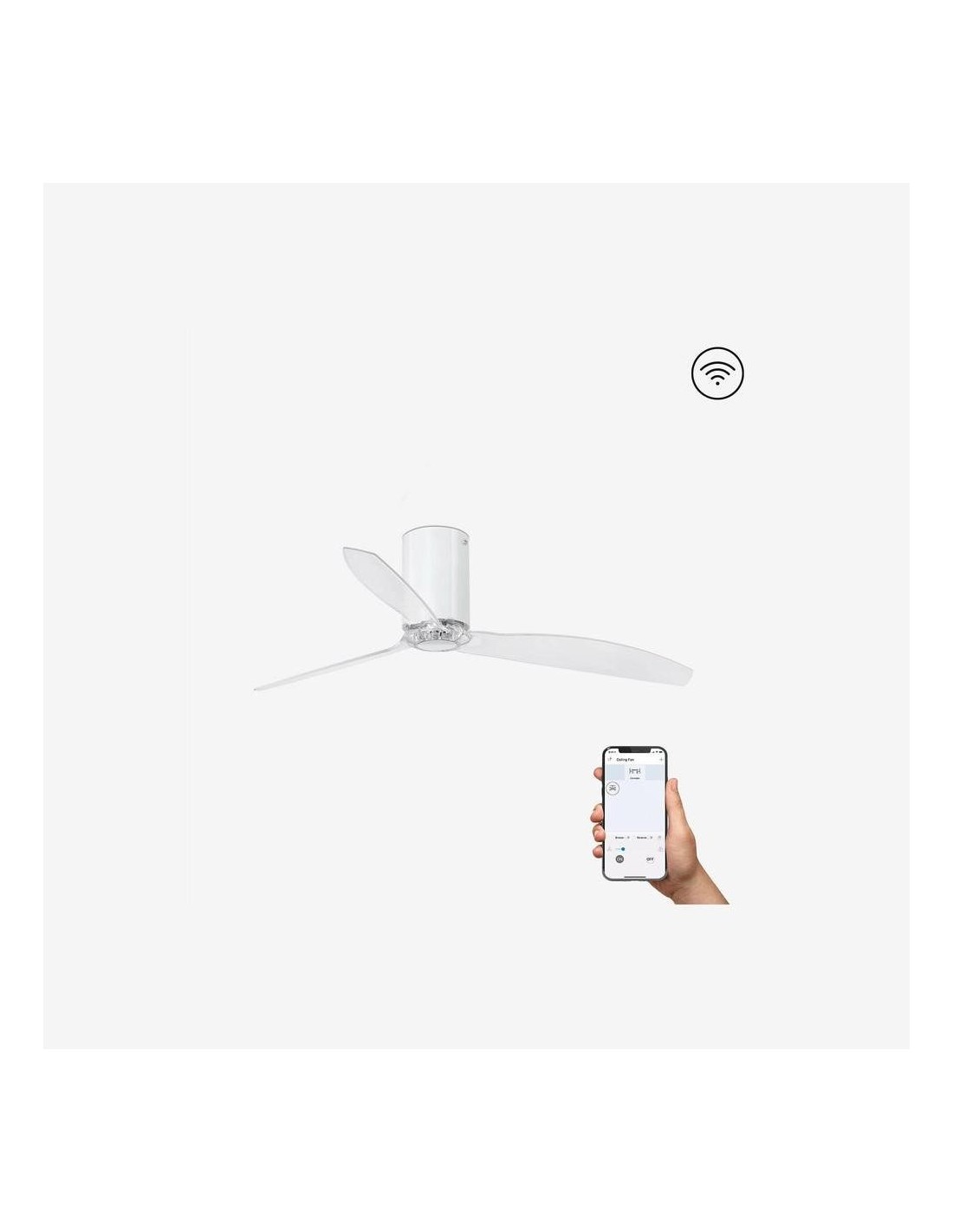 Faro Mini tube fan m ventilatore bianco brillante/trasparente dc smart senza luce colore bianco lucido