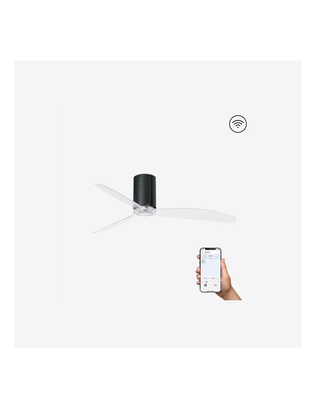 Faro Mini tube fan m ventilatore nero brillante/trasparente dc smart senza luce colore nero lucido