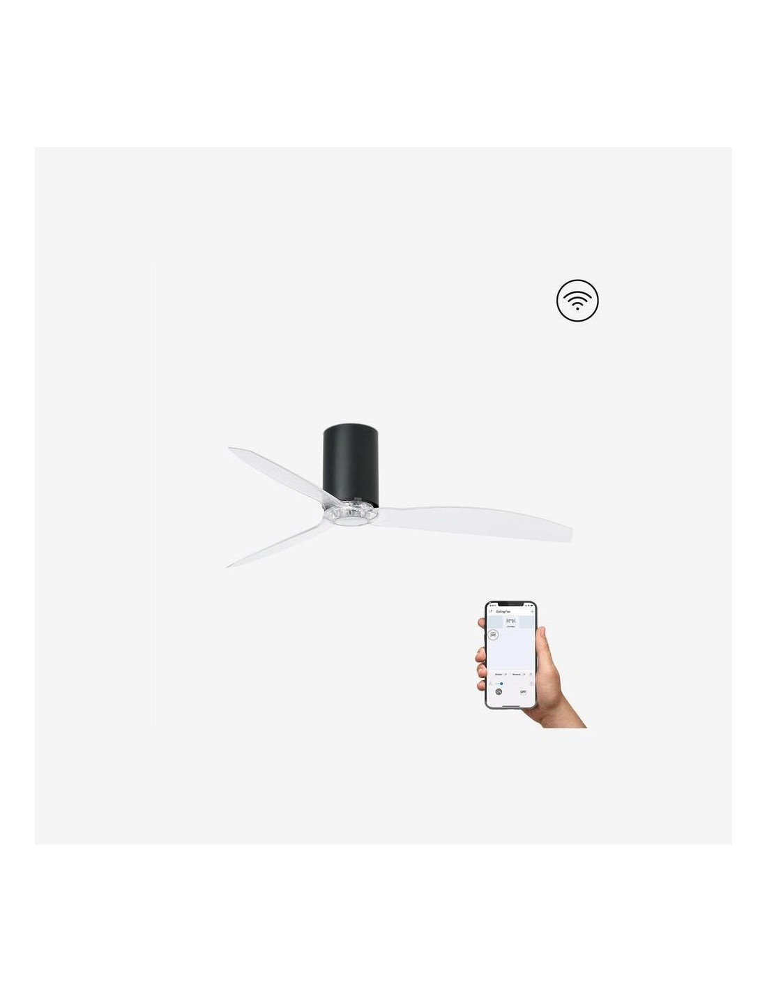 Faro Mini tube fan m ventilatore nero opaco/trasparente dc smart senza luce colore nero