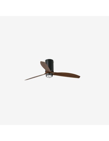 Faro Mini tube fan m led ventilatore nero opaco/legno dc con luce colore nero opaco