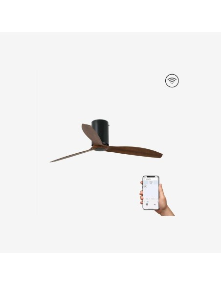 Faro Mini tube fan m ventilatore nero opaco/legno dc smart senza luce colore nero opaco