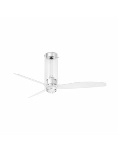 Faro Tube fan m led ventilatore trasparente dc smart con luce colore cromo