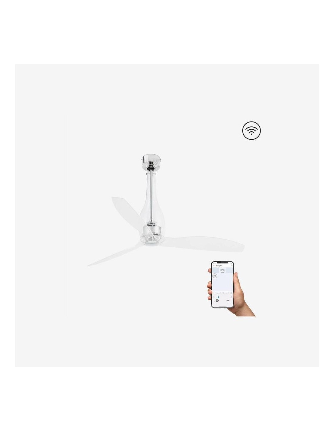 Faro Eterfan m ventilatore trasparente dc smart senza luce colore cromo