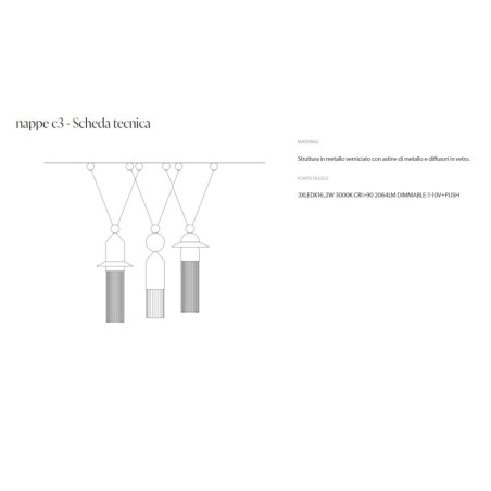 Masiero Nappe C3 lampadario moderno 3 luci bianco