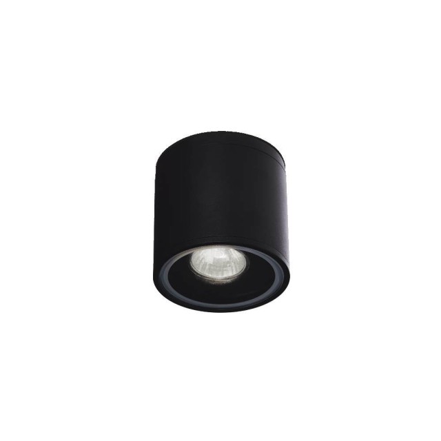 Ideal Lux Gun PL1 : plafonnier d'extérieur en aluminium, culot GU10, 28 W - Noir