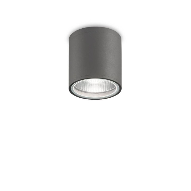 Ideal Lux Gun PL1 : plafonnier d'extérieur en aluminium, culot GU10, 28 W - Anthracite