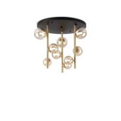 Ideal Lux Perlage PL9, lustre classique en verre - Ambre