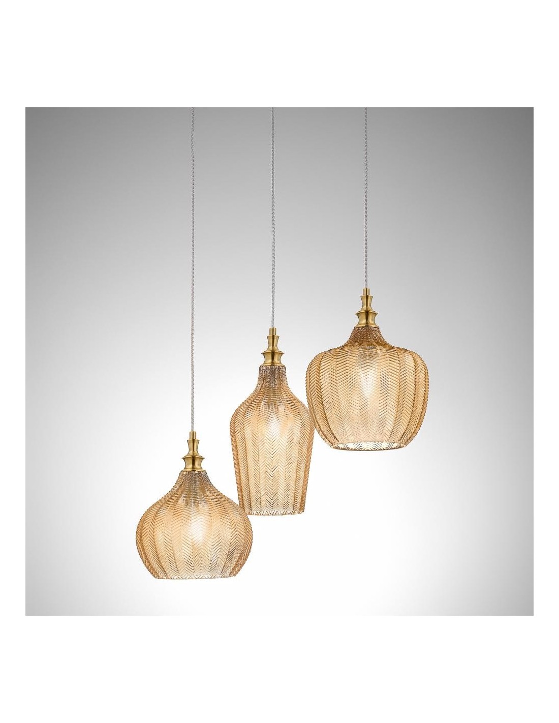 Gea Luce Cleofe S/3 Ambra : lustre de cuisine à 3 lumières