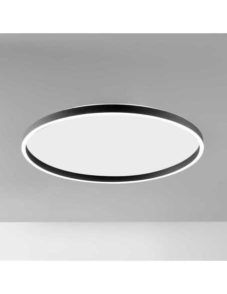 Gea Luce Aela P/G, plafonnier LED 60 W + 12 W, couleur noire
