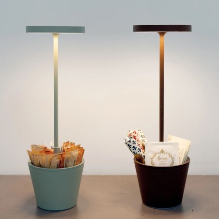 Zafferano Poldina reverso corten lampada ricaricabile da tavolo