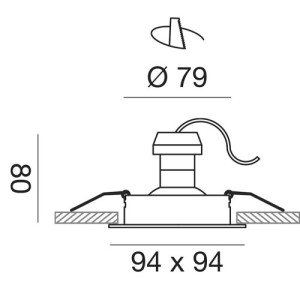 Gea Luce GFA040 faretto da incasso orientabile disegno tecnico
