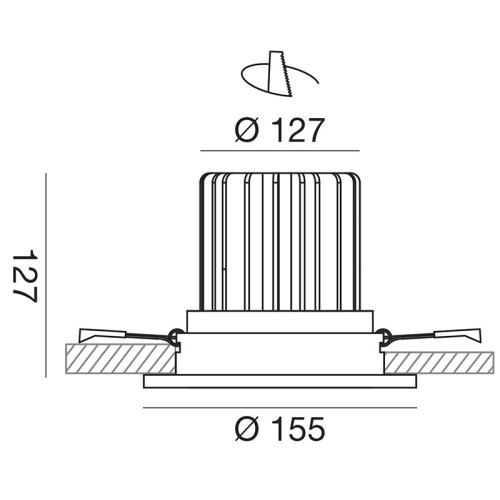 Gea Luce GFA1042C faretto da incasso orientabile LED 25W disegno tecnico