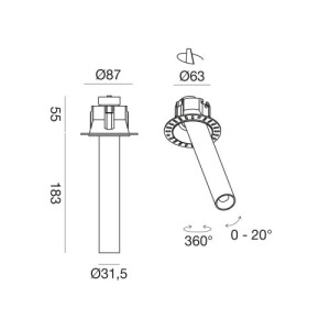 Gea Luce GFA1696 faretto da incasso orientabile disegno tecnico