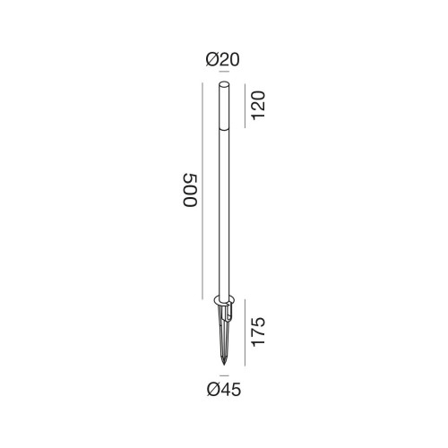 Gea Luce GES2432 paletto LED 3W IP65 500 mm