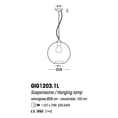 Parigi RGIG 1203.1L Lampadario classico