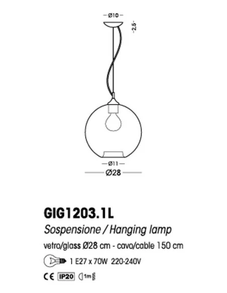 Parigi RGIG 1203.1L Lampadario classico