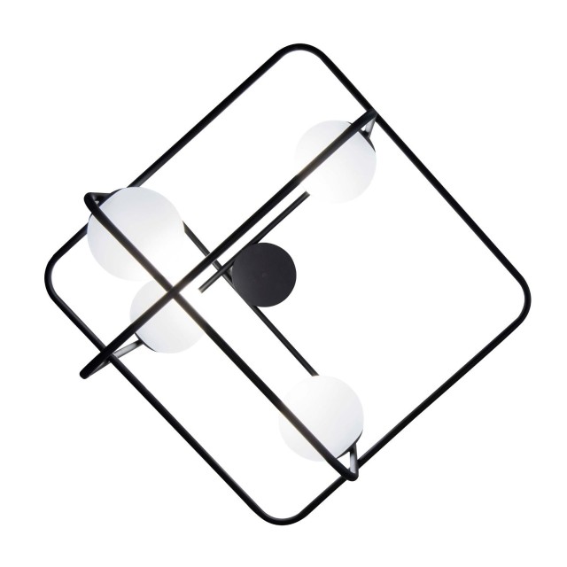 Marchetti Intrigo Q lampada a soffitto quadrata nero oro bianco