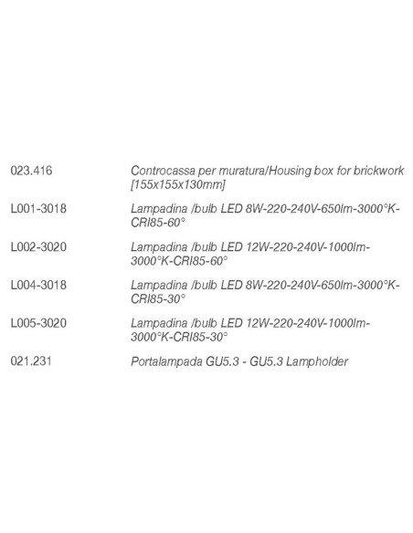 9010 faretto da incasso 4175 con ottica tonda