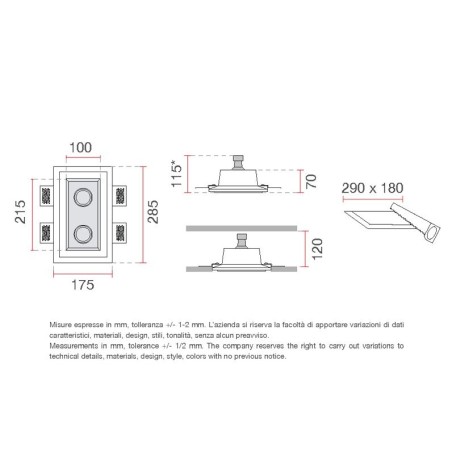 4210 faretto incasso rettangolare di 9010