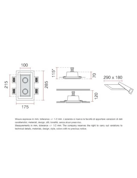 4210 faretto incasso rettangolare di 9010
