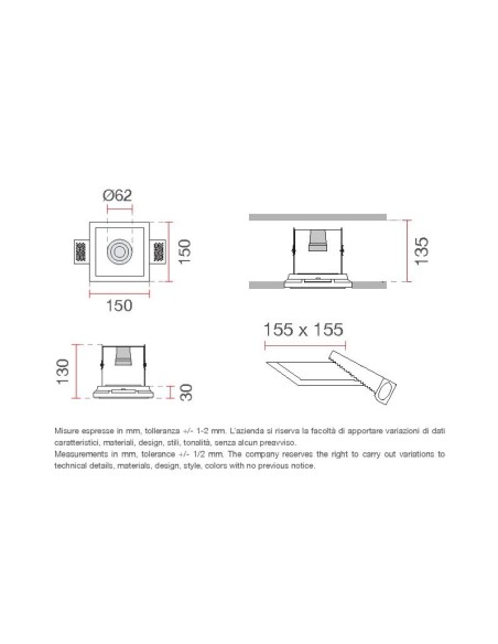 9010 incasso 4219 faretto per lampadina E27 da 67 mm