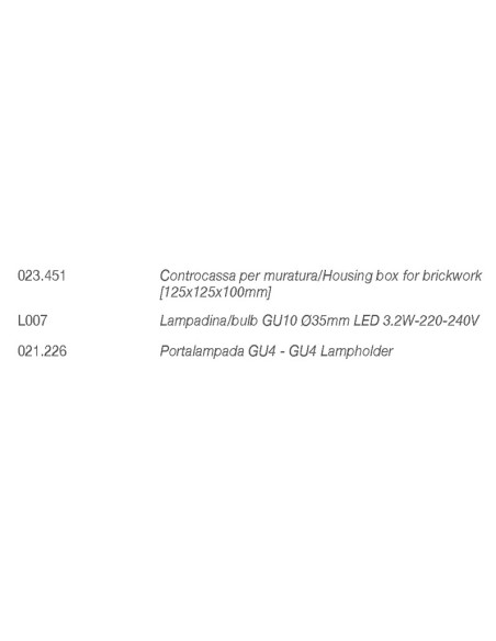 4280 faretto incasso quadrato ottica arretrata di 9010