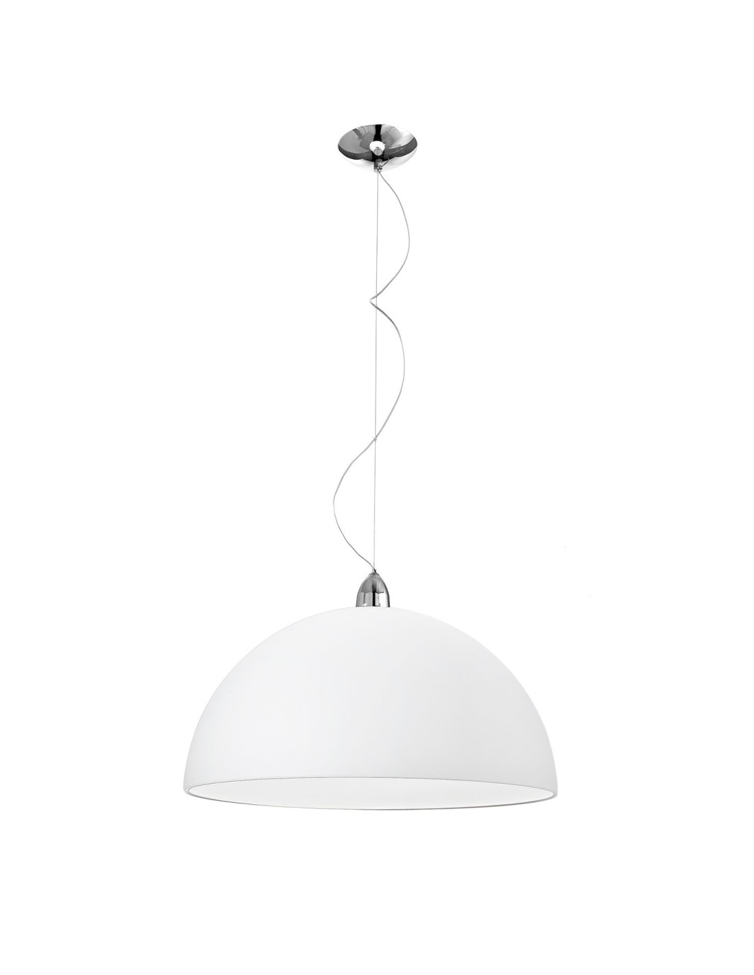 Rossini Isako 10801-50 : lustre hémisphérique moderne en verre blanc satiné