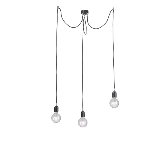 Rossini Erkel ERK002 : suspension moderne avec câble en tissu coloré, trois ampoules
