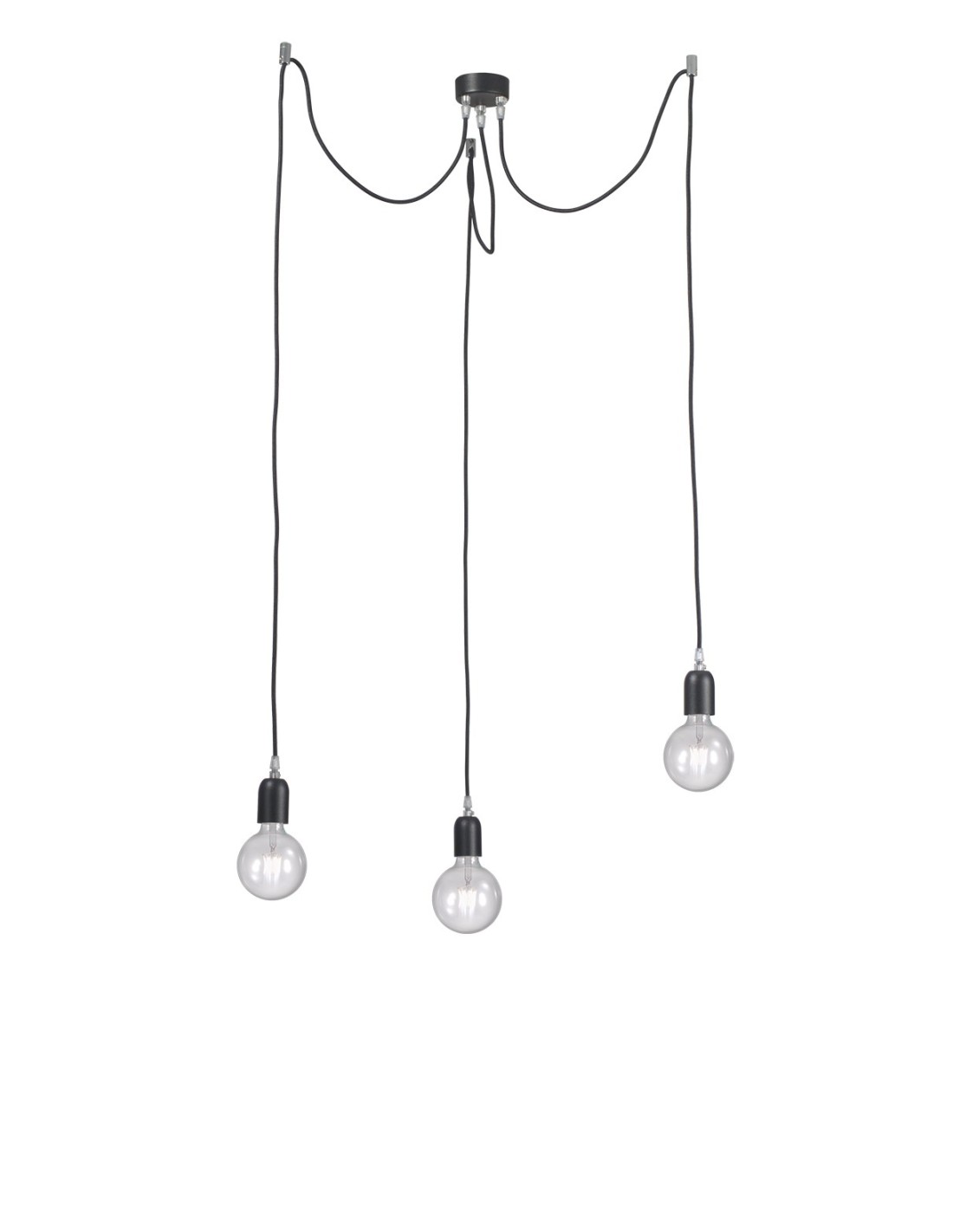 Rossini Erkel ERK002 : suspension moderne avec câble en tissu coloré, trois ampoules